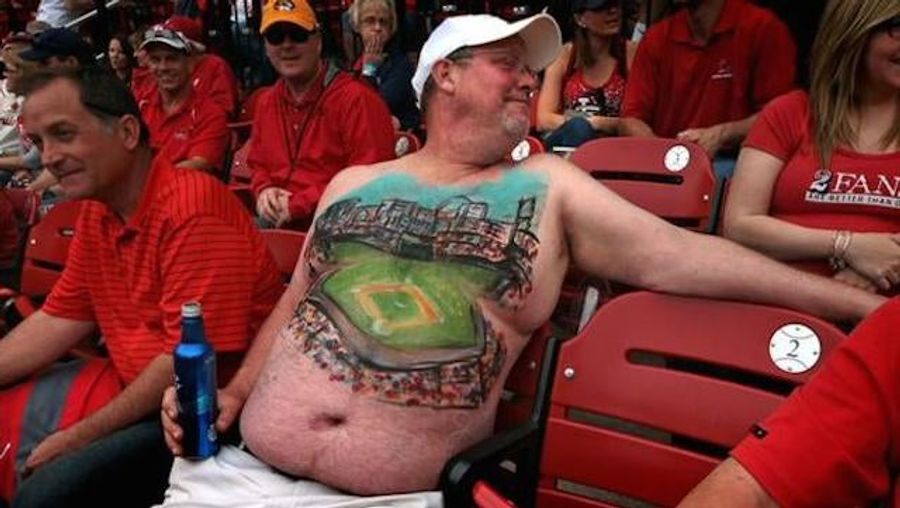 Cardinals Fan Gets Picture Of Busch Stadium Painted On His Chest