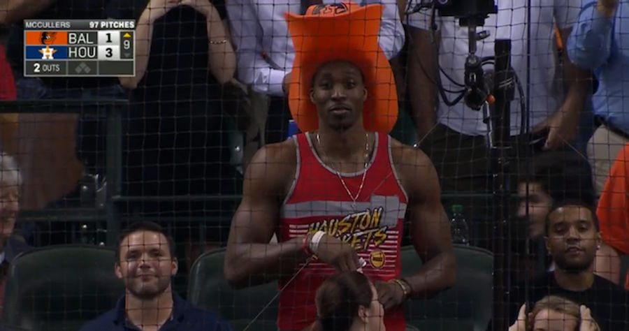 Wacky, Hilarious Guy Dwight Howard Wore A Big Hat To The Astros Game