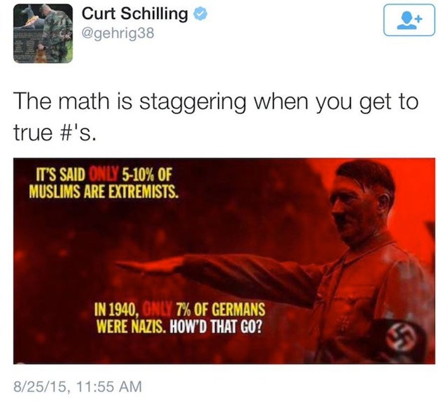 And Now, Curt Schilling With Some Cool Thoughts About Muslims And Nazis