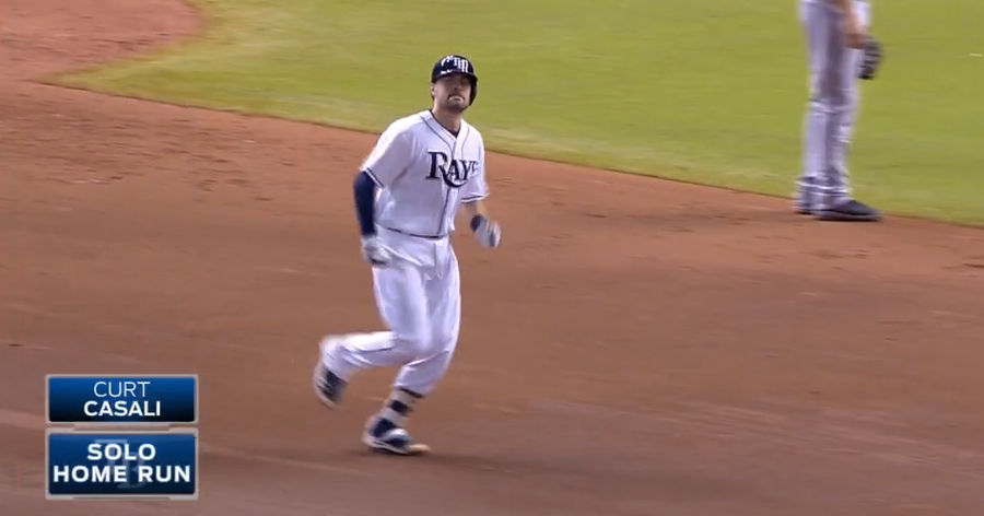 Rays Catcher Hurts Himself During Home Run Trot