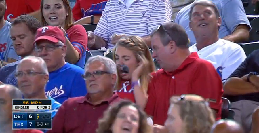 Rangers Mascot Uses Fake Spider To Scare The Shit Out Of A Fan