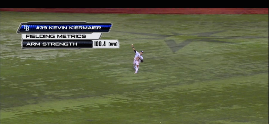 Kevin Kiermaier Delivers 100 MPH Fastball From Center Field To Nail Runner