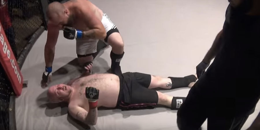 MMA Fighter In Choke Taps Out, Shits Himself, Leaks Shit All Over Cage [NSFW]