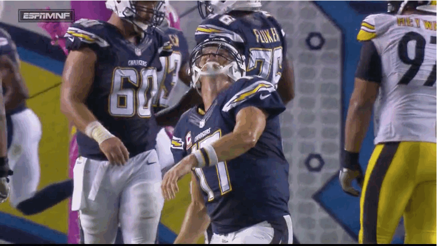 Philip Rivers Gets Pumped About Touchdown, Punches His Glove