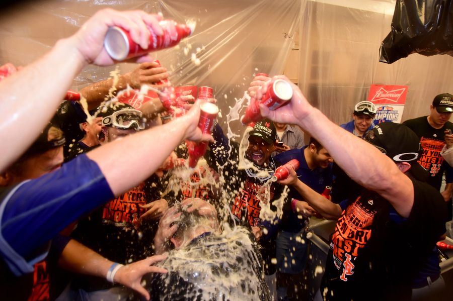 The Mets Celebrated With A Beer Slip &#39;N Slide
