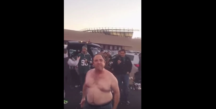 Shirtless Eagles Fan Gives Deeply Uncomfortable Pregame Speech