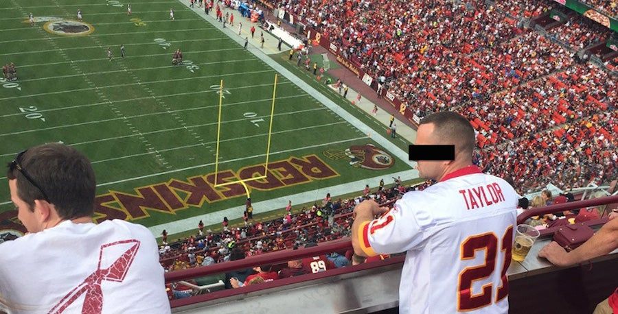 Skins Fan Enjoys Obstructed View