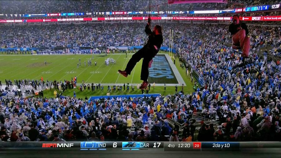 Protesters Abseiling From The Panthers&#39; Stadium Hang Anti-Dominion Banner [UPDATE]