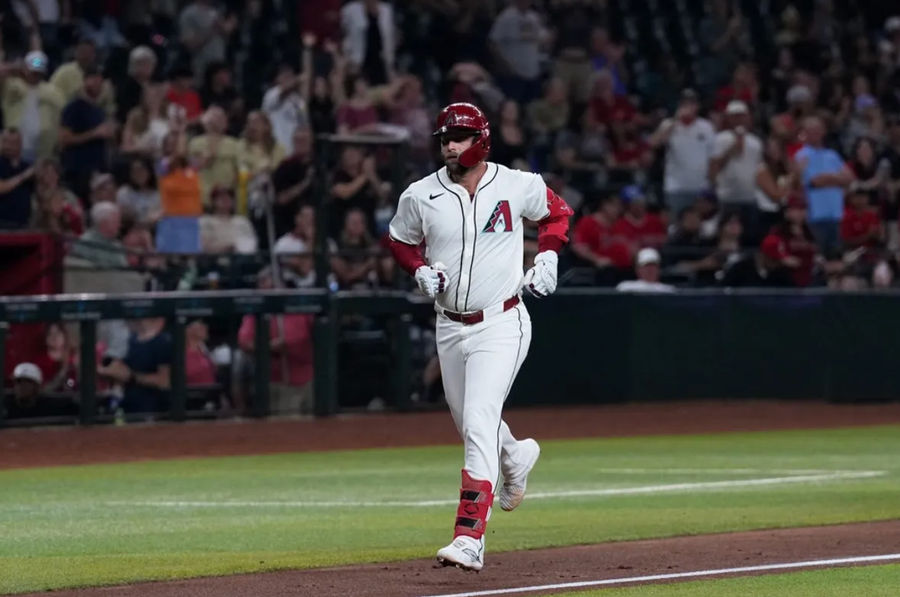 Jun 13, 2024; Phoenix, Arizona, USA; Arizona Diamondbacks first base Christian Walker (53) runs the bases after hitting a solo home run against the Los Angeles Angels during the third inning at Chase Field. Mandatory Credit: Joe Camporeale-USA TODAY Sports