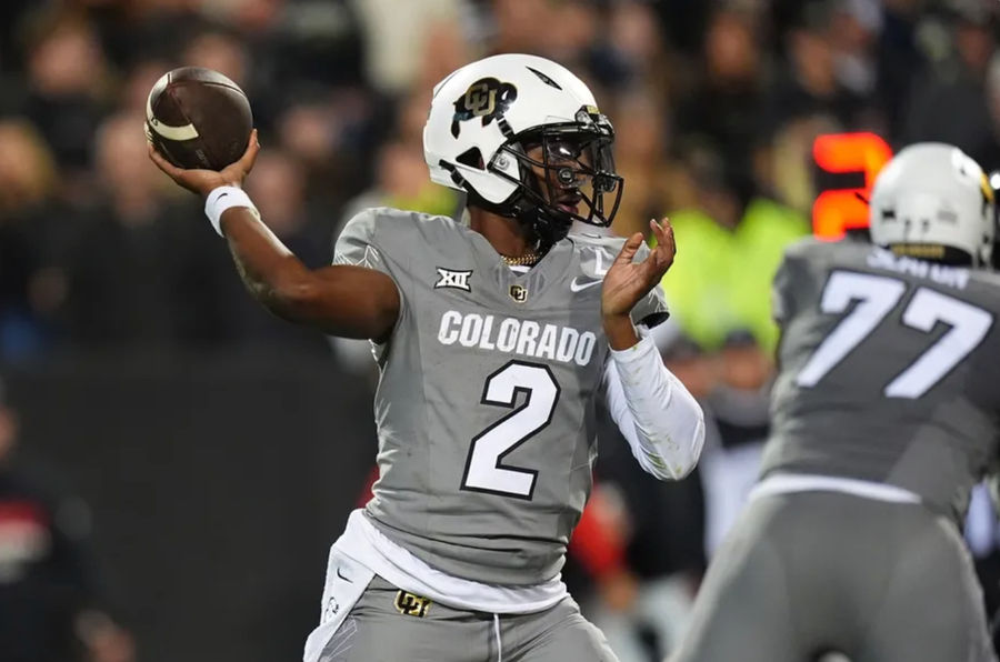 Oct 26, 2024; Boulder, Colorado, USA; Colorado Buffaloes quarterback Shedeur Sanders (2) prepares to pass in the second half against the Cincinnati Bearcats at Folsom Field. Mandatory Credit: Ron Chenoy-Imagn Images