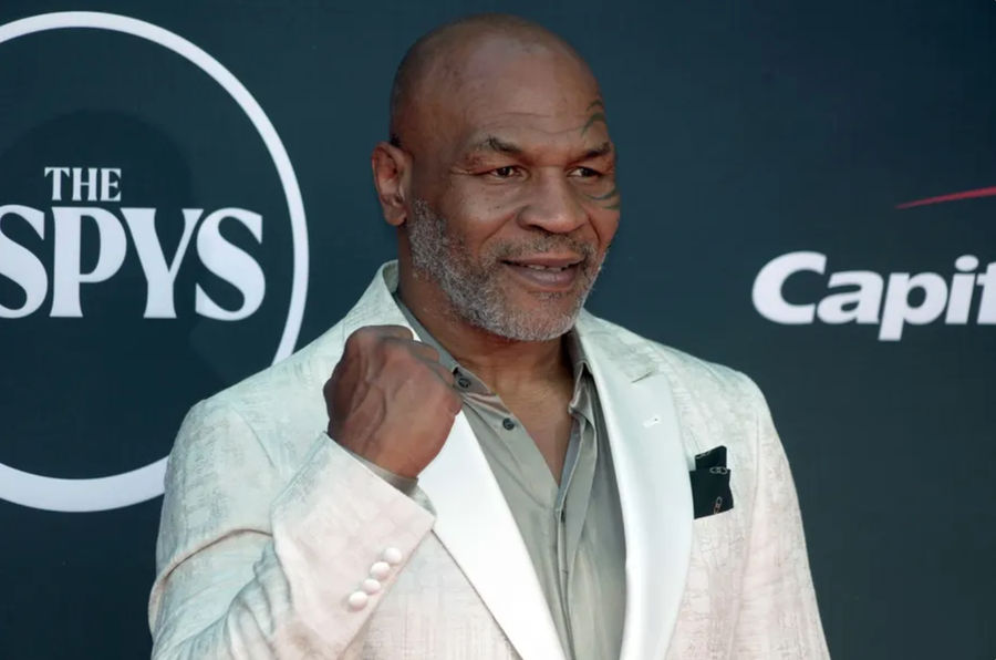 Jul 12, 2023; Los Angeles, CA, USA; Mike Tyson arrives on the red carpet before the 2023 ESPYS at the Dolby Theatre. Mandatory Credit: Kirby Lee-USA TODAY Sports