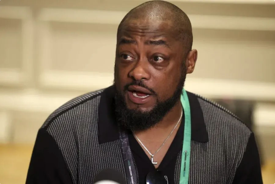 Mar 25, 2024; Orlando, FL, USA; Pittsburgh Steelers head coach Mike Tomlin talks to media during the NFL annual league meetings at the JW Marriott. Mandatory Credit: Nathan Ray Seebeck-USA TODAY Sports