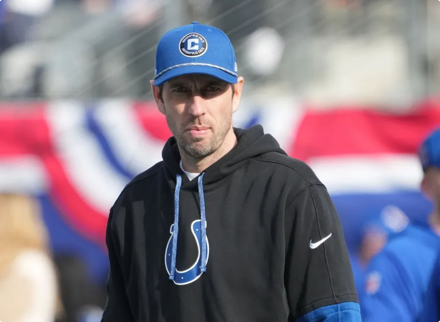 Dec 29, 2024; East Rutherford, New Jersey, USA; Indianapolis Colts head coach Shane Steichen prior to a game against the New York Giants at MetLife Stadium. Mandatory Credit: Robert Deutsch-Imagn Images