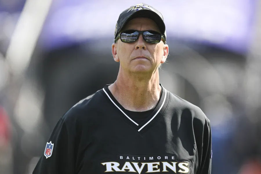 Baltimore Ravens offensive coordinator Todd Monken is on the field before a game against the Washington Commanders at M&T Bank Stadium. Required Credit: Tommy Gilligan-Imagn Images