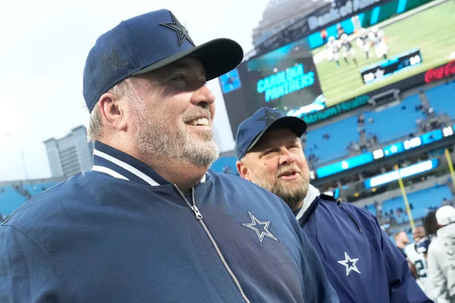 Dallas Cowboys head coach Mike McCarthy walks off the field after the game at Bank of America Stadium. Mandatory Credit: Bob Donnan-Imagn Images