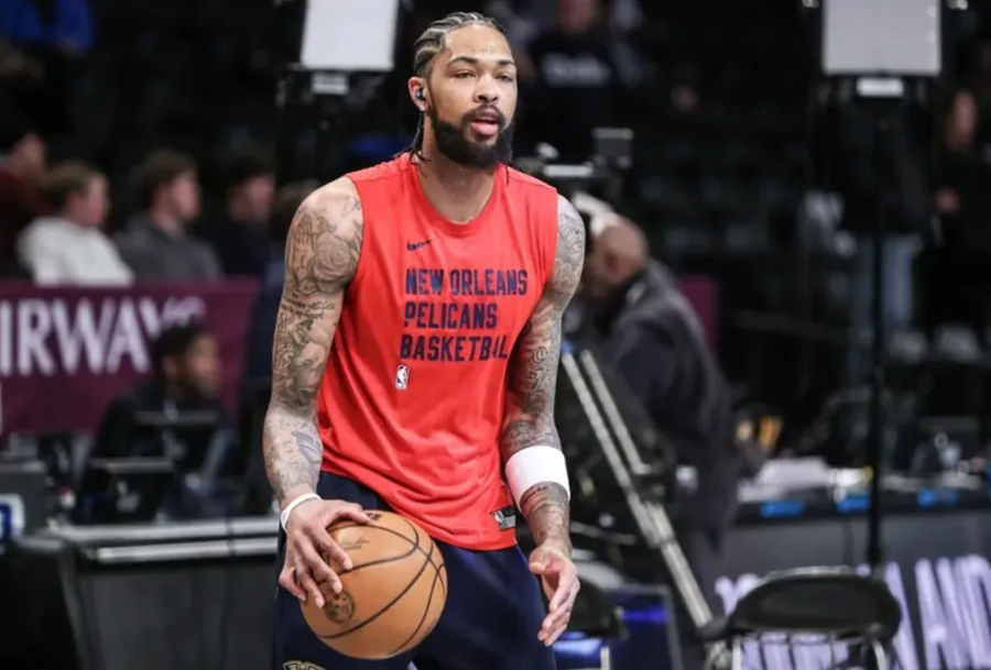 Mar 19, 2024; Brooklyn, New York, USA; New Orleans Pelicans forward Brandon Ingram (14) warms up prior to the game against the Brooklyn Nets at Barclays Center. credits: Wendell Cruz-USA TODAY Sports