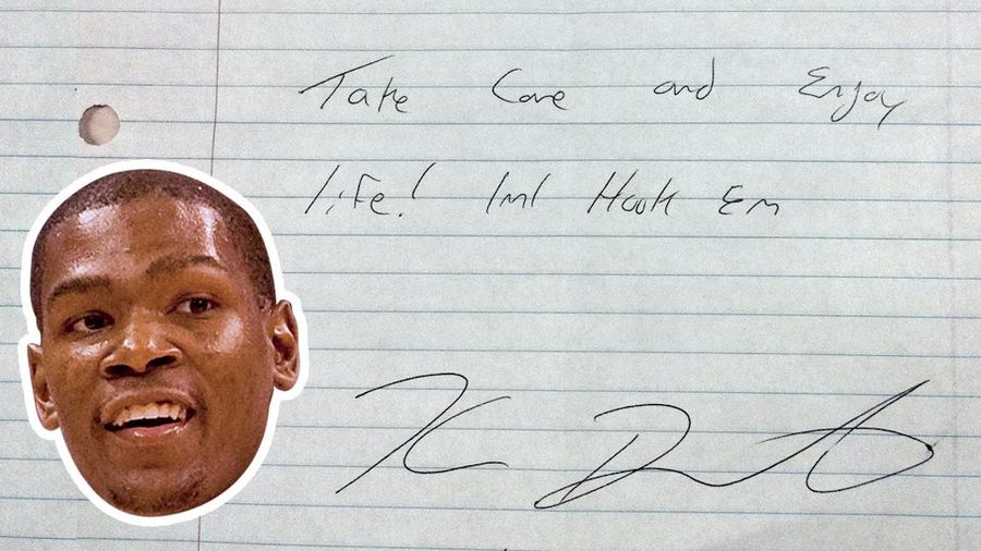 How Did This Personalized Note From Kevin Durant End Up On The Floor Of A University Of Texas Bathroom?