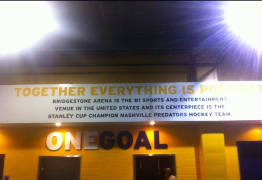 Everything Is Possible In The Bridgestone Arena, Like This &quot;Stanley Cup Champion Nashville Predators Hockey Team&quot; Banner