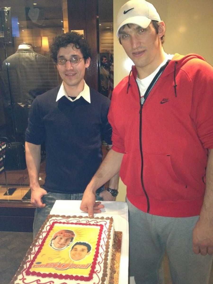Alex Ovechkin Met A Contest Winner, And They Had A Cake With Both Their Faces On It