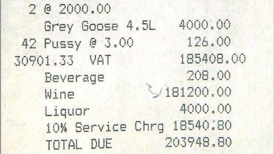 42 "Pussy" Shots For £126! An Unscientific Analysis Of The Epic £203,948.80 Bar Tab From A Liverpool Nightclub