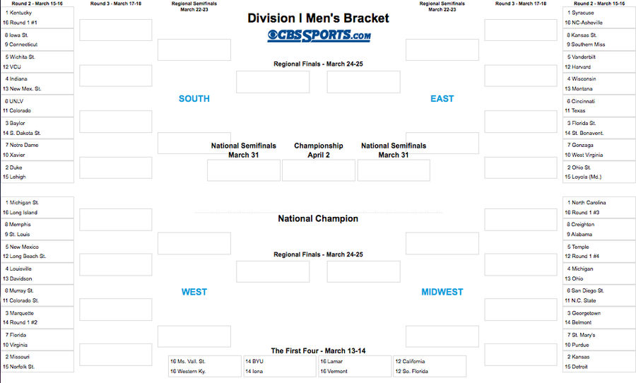The 2012 NCAA Tournament Bracket Is Here