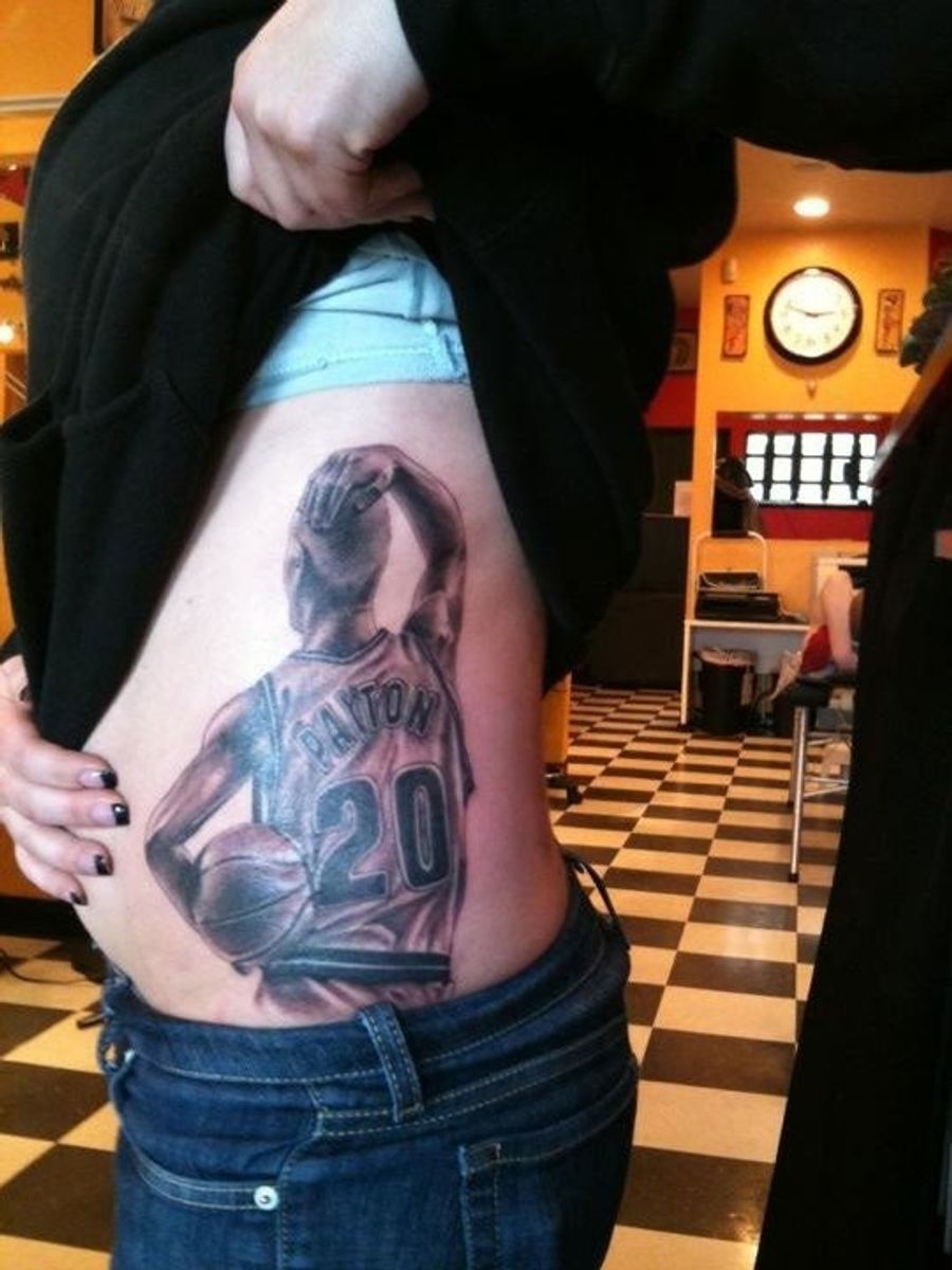 This Lady Got A Giant Gary Payton Tattoo On Her Torso