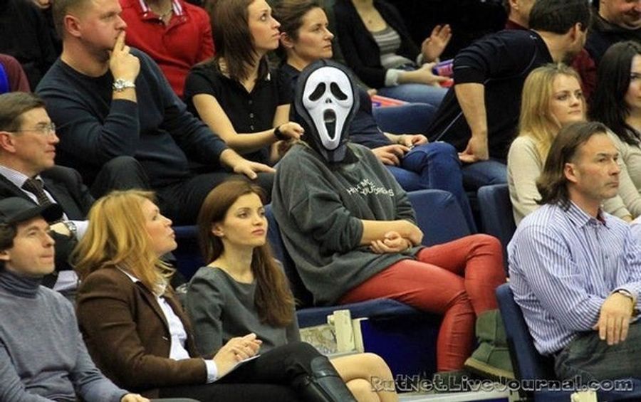 Andrei Kirilenko's Wife, For Unknown Reasons, Wore A <em>Scream</em> Mask