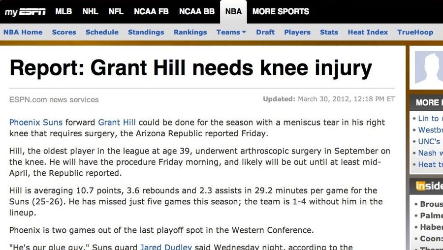 ESPN Headline Writer Unintentionally Encapsulates Grant Hill's Career