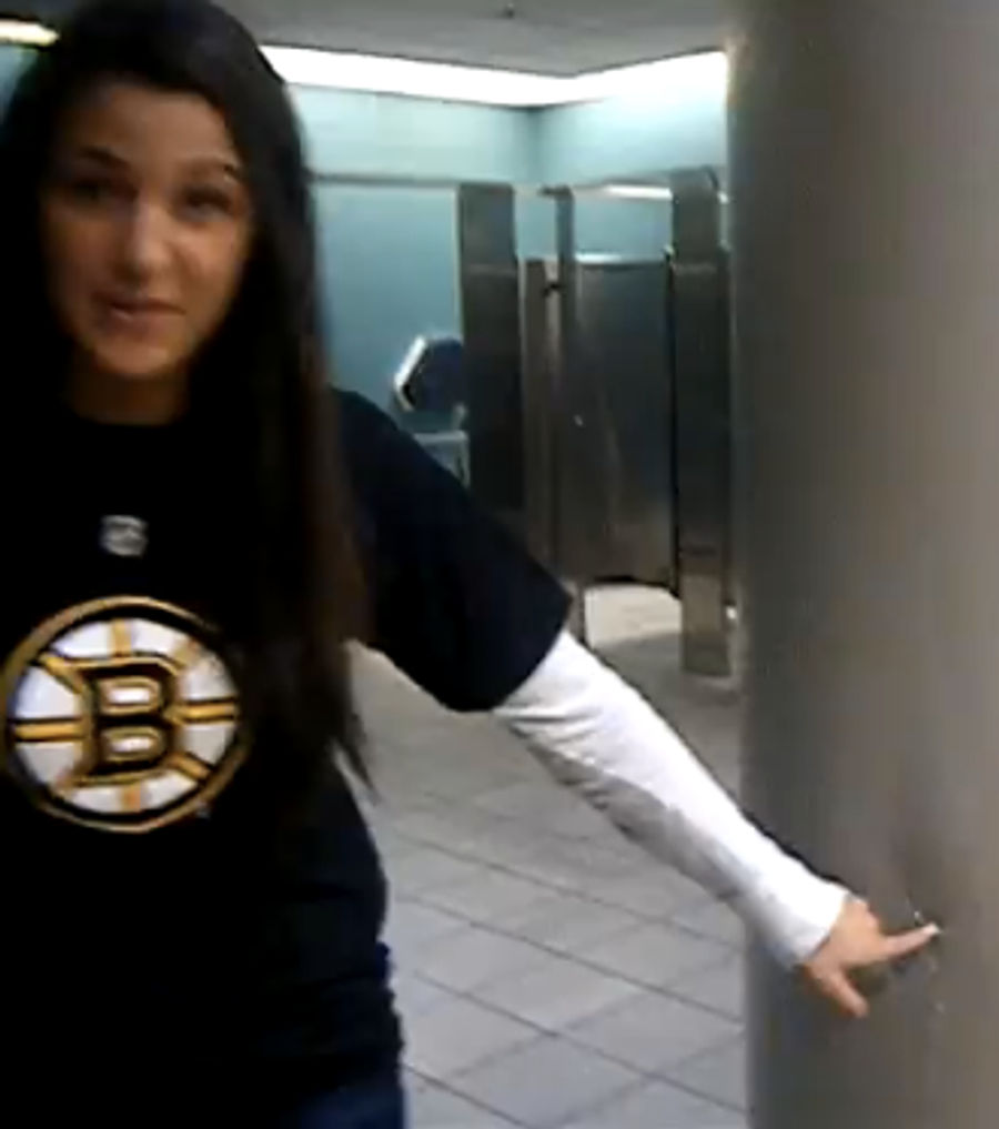 Column-Kicking Lady Hockey Fan Sought By Authorities