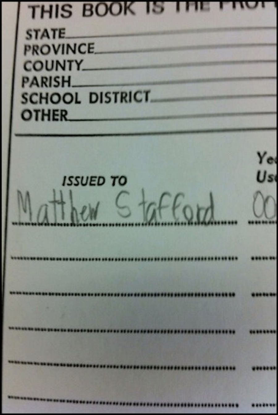 Young Matthew Stafford Had Immaculate Handwriting