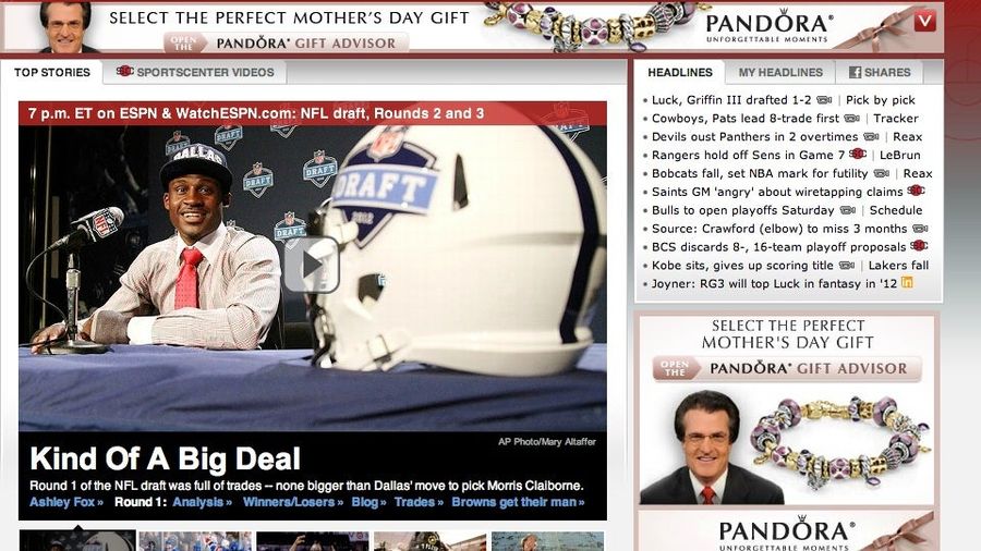 Ad On ESPN Homepage: Nothing Says Mother's Day Like The Gift Of Mel Kiper's Hair