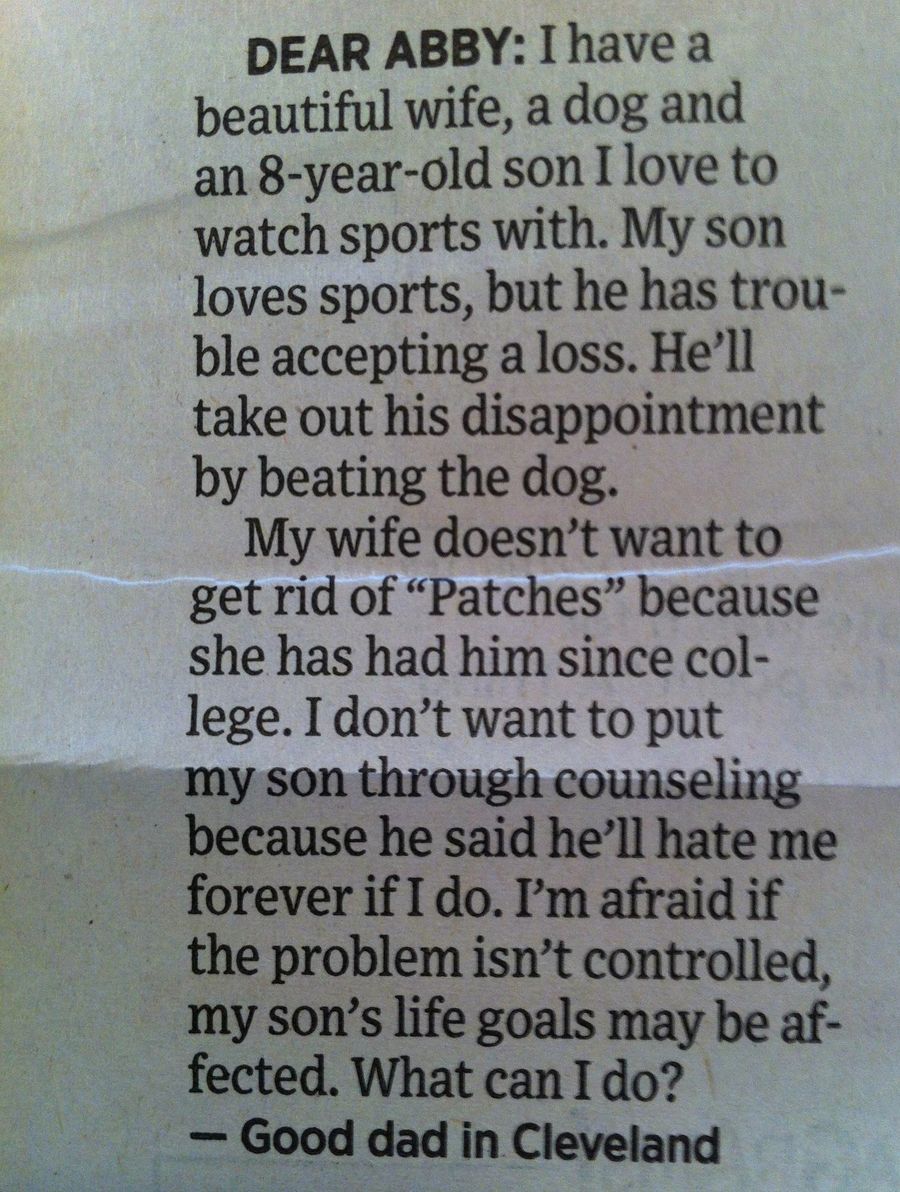 Dear Abby: Cleveland Sports Have Created An 8-Year-Old Psychopath