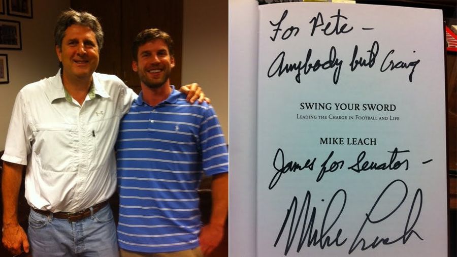 Another Mike Leach Book Inscription: &quot;Anybody But Craig James For Senator&quot;