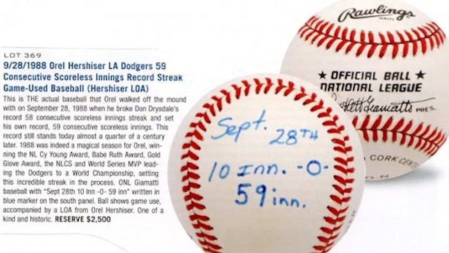 Orel Hershiser Changes His Mind About Auctioning Baseball From Scoreless Innings Streak