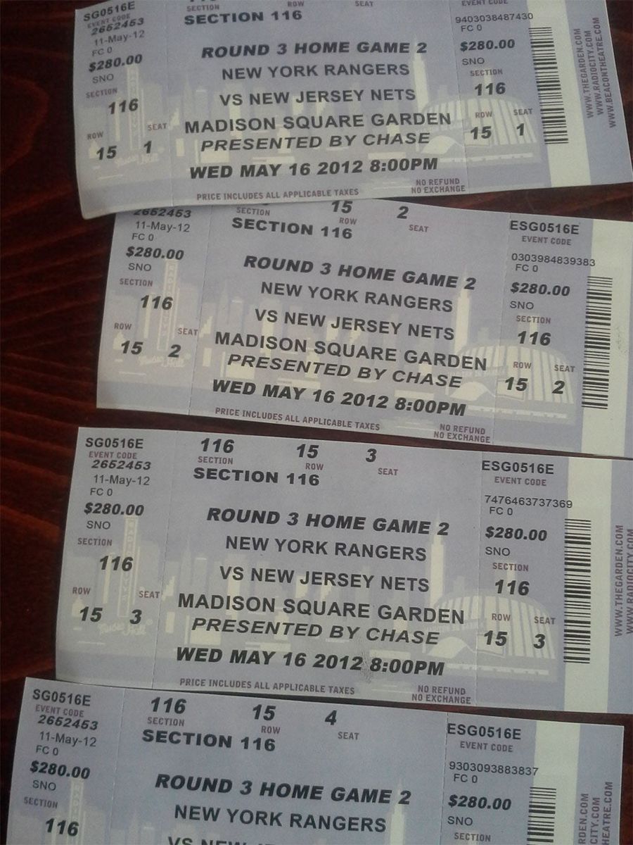 These "Rangers Vs. Nets" Tickets For Tonight Look Legit