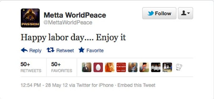 Metta World Peace Wishes You All A Happy Labor Day