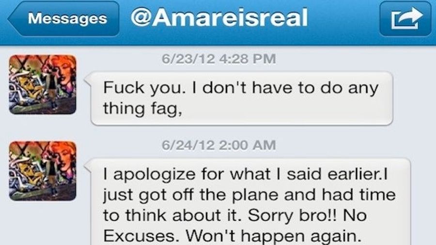Knicks Fan Tells Amar&#39;e Stoudemire To Step Up His Game Next Year, Amar&#39;e Calls Him A &quot;Fag&quot; [UPDATE]