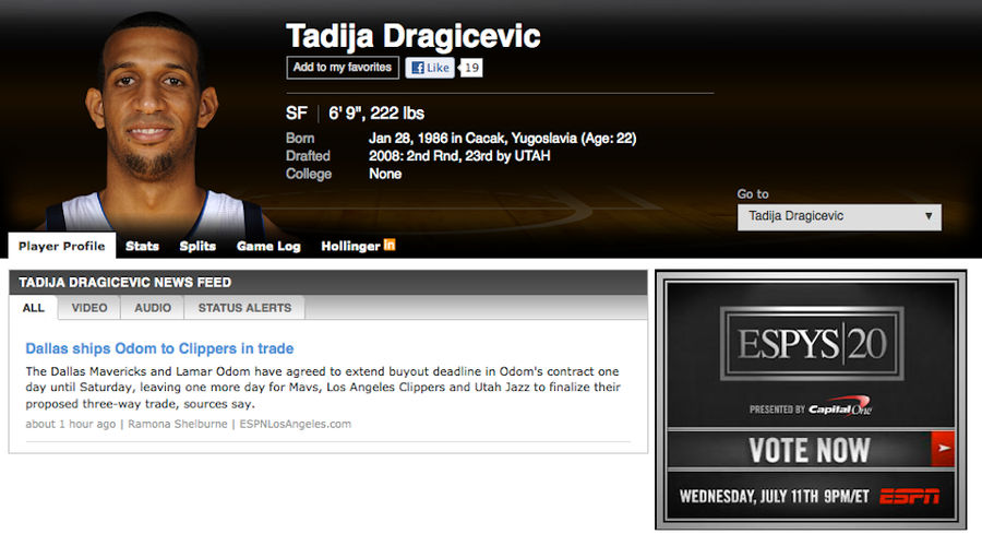Four-Team Trade Sends Lamar Odom To The Clippers, ESPN Searching For New Picture Of Tadija Dragićević
