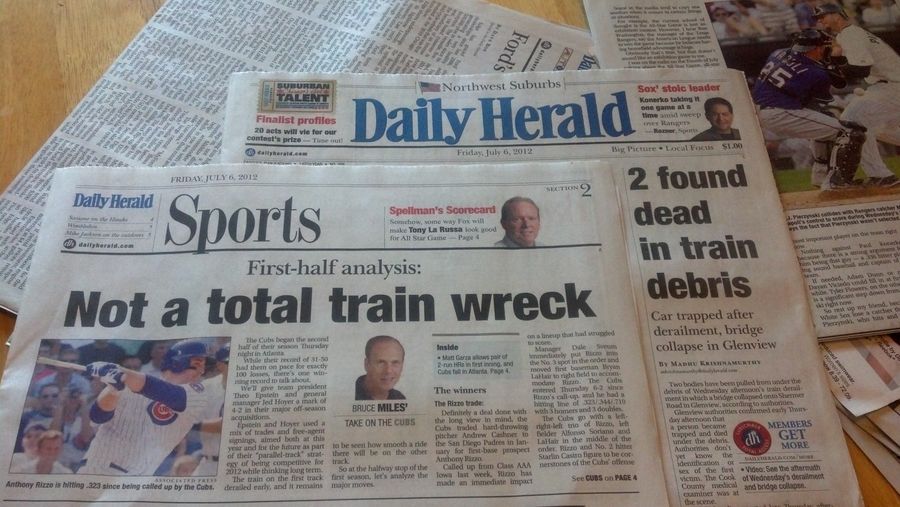 Chicago Paper: Cubs Not A Total Train Wreck, Like That Actual Train Wreck On The Front Page
