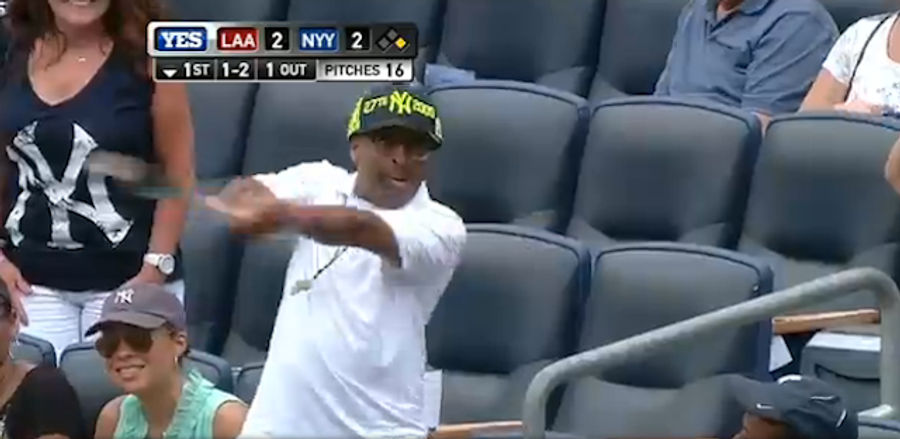 Spike Lee Catches A Bat At Yankee Stadium, Grins Like A Kid On Christmas