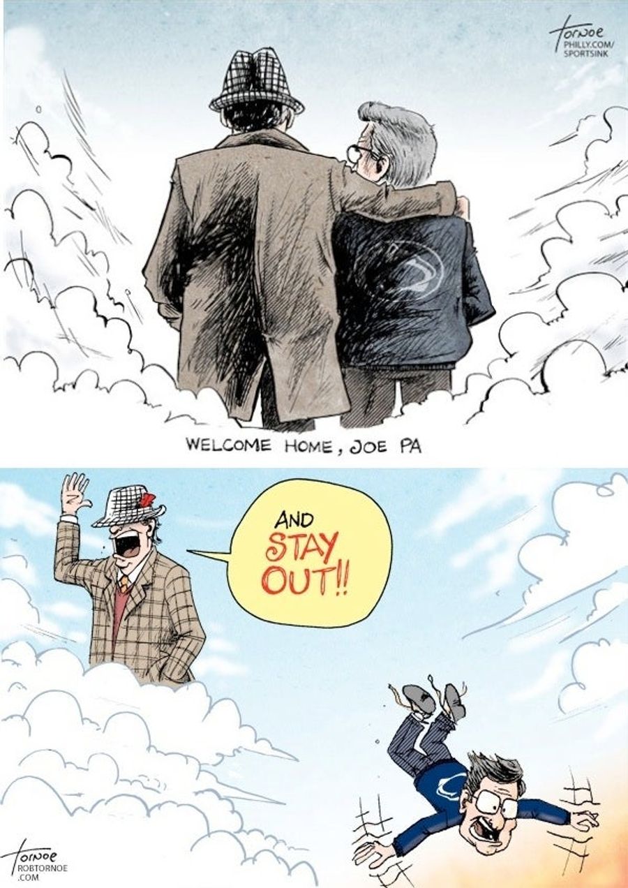 Cartoon Bear Bryant Kicked Cartoon Joe Paterno Out Of Cartoon Heaven