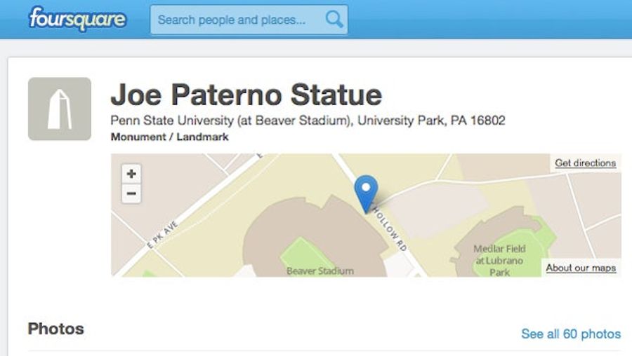 Will Foursquare Take Down Joe Paterno Statue Check-In?
