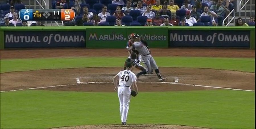 Martin Prado Swings, Misses, Stumbles, Falls On His Ass