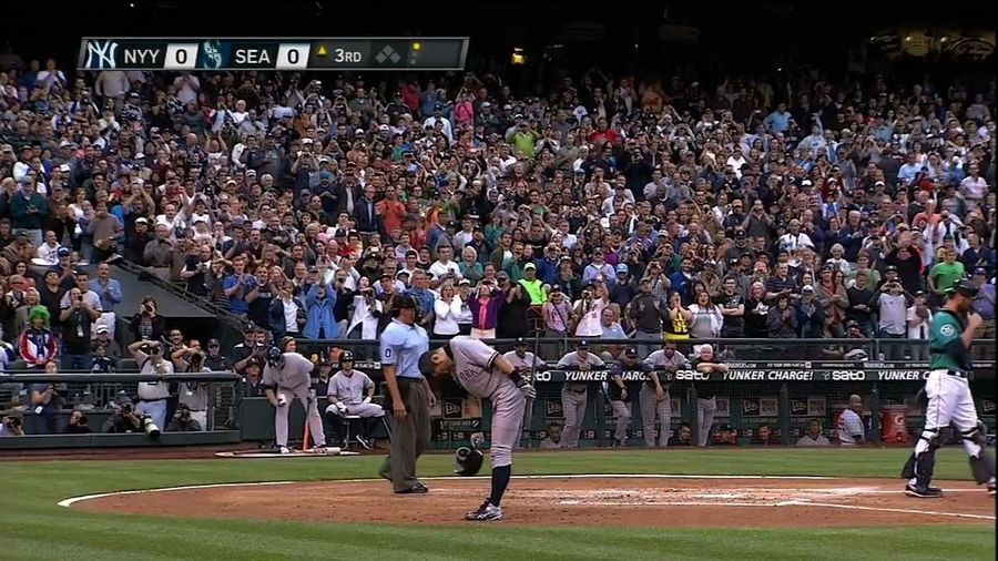 Ichiro's First At-Bat As A Yankee: A Double Bow To Mariners Fans, Followed By A Slap Single Up The Middle