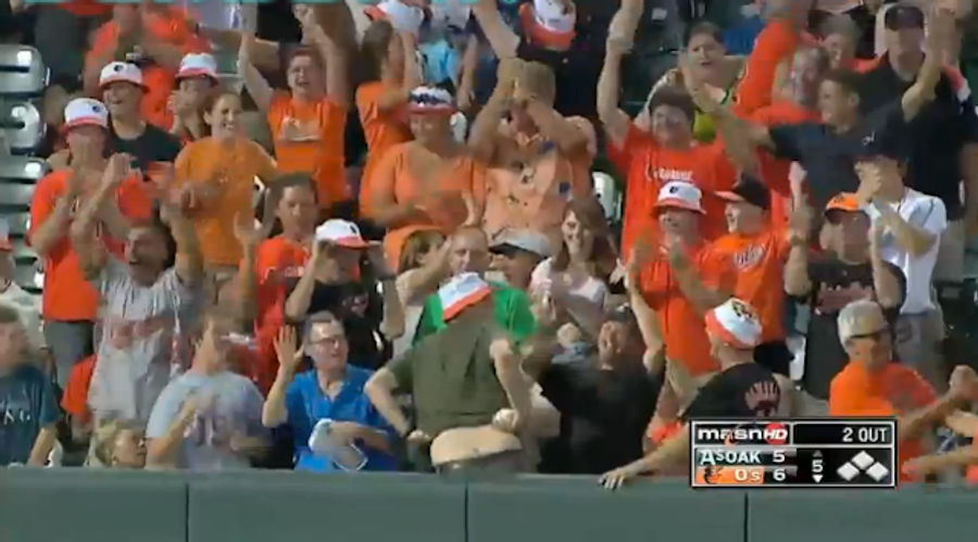 Man Catches Adam Jones Home Run Ball, Man Moons Everyone