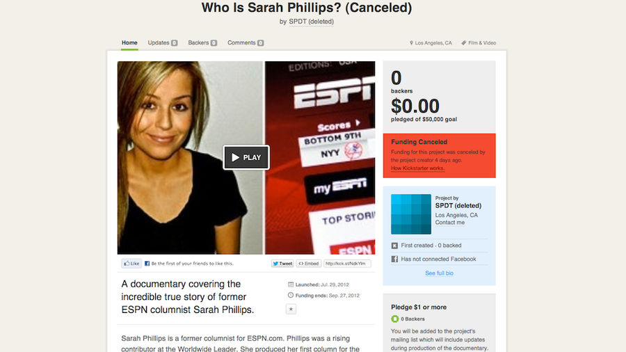 Would You Like To Donate Money To A $50,000 Sarah Phillips Documentary? If So, You Are Too Late