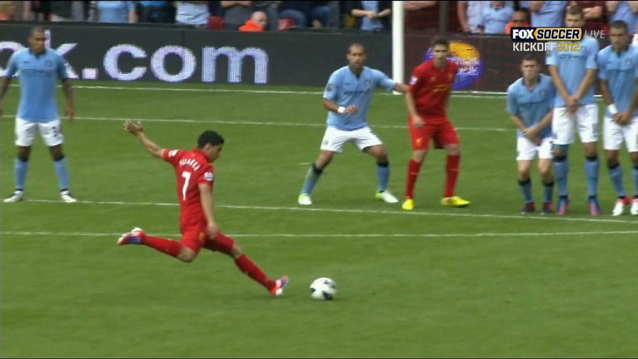 Luis Suárez Seized A Short-Lived Liverpool Lead With This Picture-Perfect Free Kick Goal