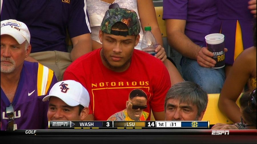 The Honey Badger Is In The Stands At LSU-Washington