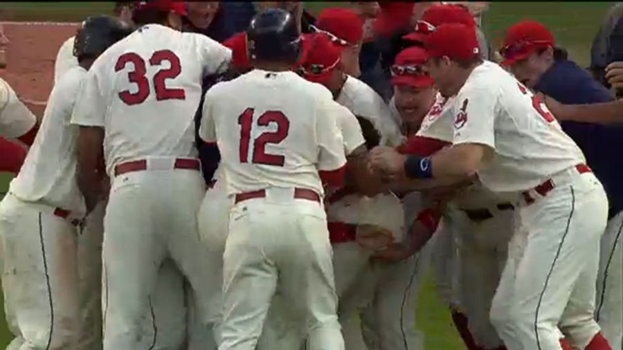 Lonnie Chisenhall Hits Walk-Off Single, Is Thanked By Teammates With An Attempted Cornholing