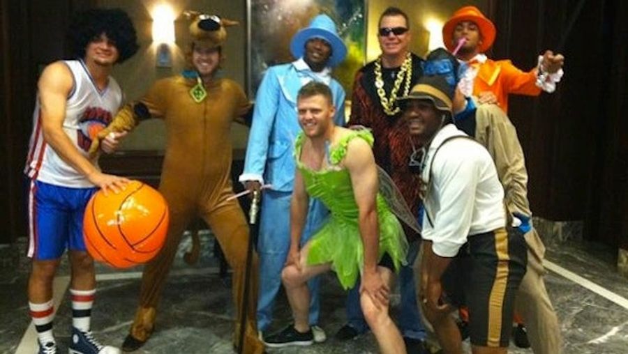 Chipper Jones Tries To Disguise How Fat He Is By Dressing As A Rookie Being Hazed